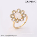 14738 Best selling diamante zircão forma de flor 18 k anel de dedo de ouro anéis de design para as mulheres